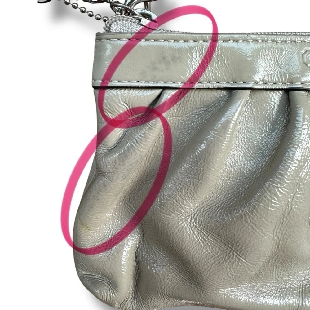 Coach Neutral Patent Leather Small Wristlet Clutch Purse